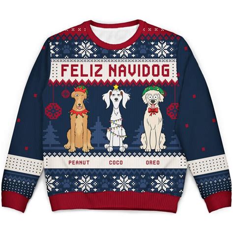 Feliz Navidog Merry Woofmas Funny Cartoon Dogs Christmas T For Dog