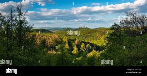 View Over The Thuringian Forest To The Wartburg Hi Res Stock