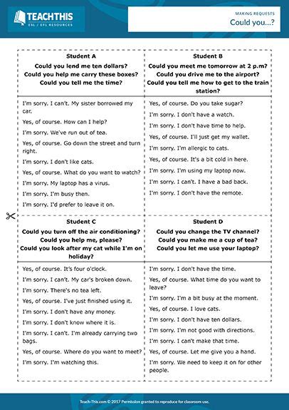 Making Requests Esl Activities Games Worksheets In 2020 Learning