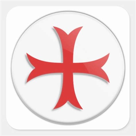 Knights Templar Cross Symbol Square Sticker Zazzle