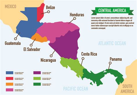 Ilustracion De Mapa De America Central Todos Los Paises Y Mas Vectores