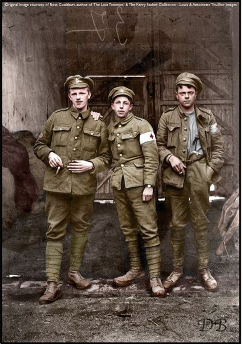 Three Slightly Dishevelled Young Royal Army Medical Corps Men World