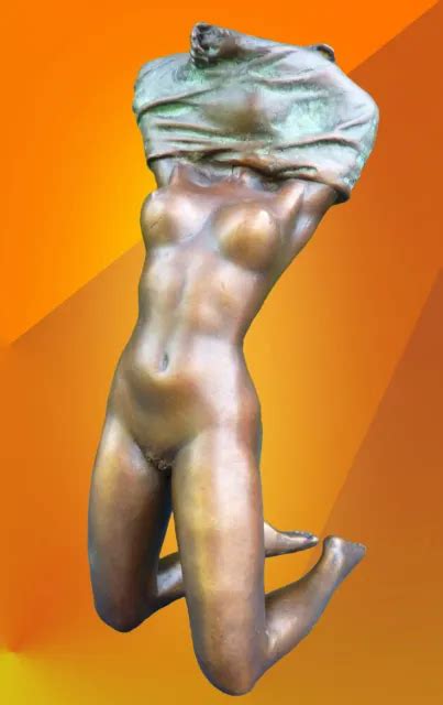 Art Deco Erotic Bronze Female Naked Figure Statue Hot Cast Girl Nude Sculpture Picclick Uk