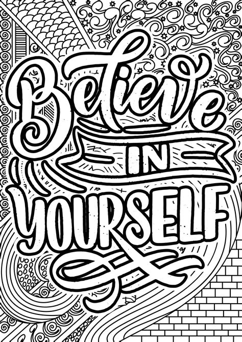 Believe In Yourself Motivational Quotes Coloring Pages Design