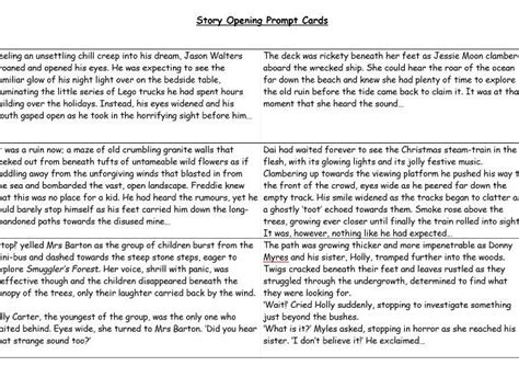 Story Opening Prompt Cards Teaching Resources