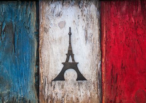 Weathered Wood One Of A Kind French Flag Wooden Vintage Art