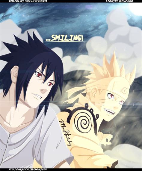 Naruto 641 Naruto And Sasuke Smile By Marhutchy On Deviantart Naruto