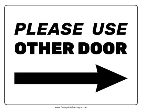Please Use Other Door Sign Right Arrow Small 2 X 6 Red Retail