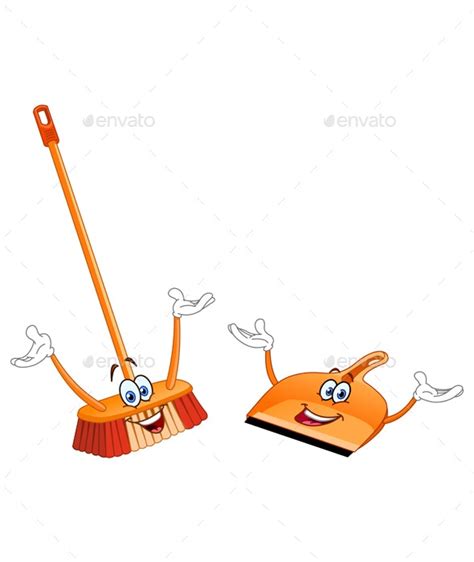 Broom And Dustpan Cartoon Vectors Graphicriver