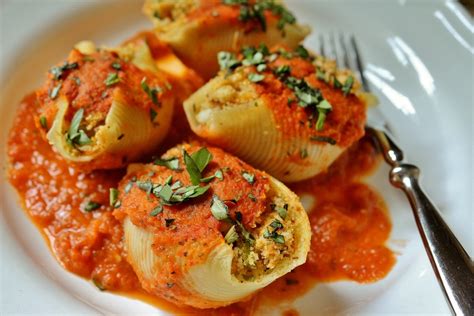 Crab Stuffed Shells With Orange Scented Tomato Sauce Mission Food Adventure