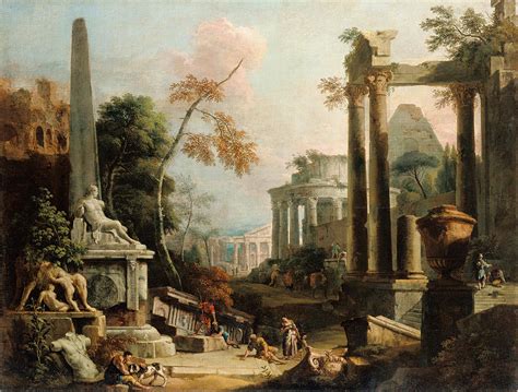 Landscape With Classical Ruins And Figures Marco Ricci Painting By Litz