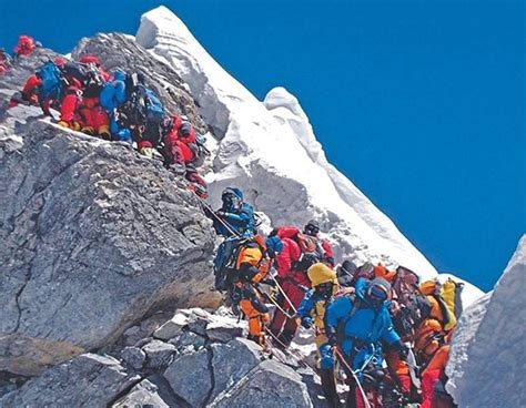 Climbers Up Mount Everest In Nepal Ice Climbing Mountain Climbing