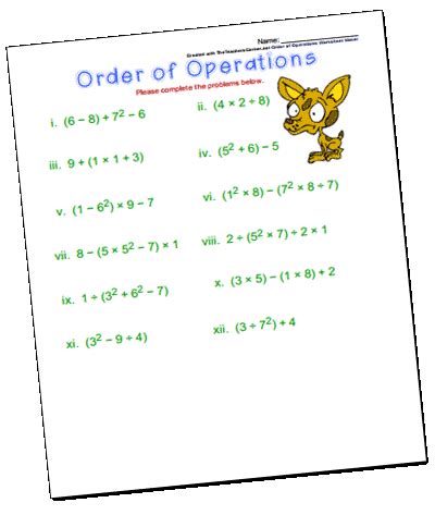 Each worksheets has 10 problems solving problems using the order of operations. Order of Operations Worksheets