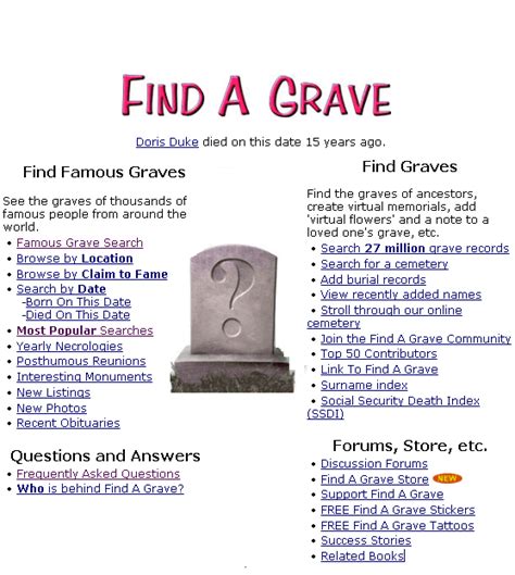 Find A Grave Search 27 Million Cemetery Records
