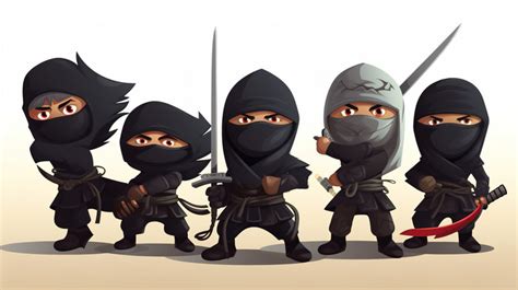 Along Group Of Ninjas Standing With Swords Backgrounds  Free