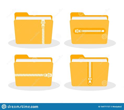 Folder With Zipper Zip Folder Icon Stock Illustration Illustration