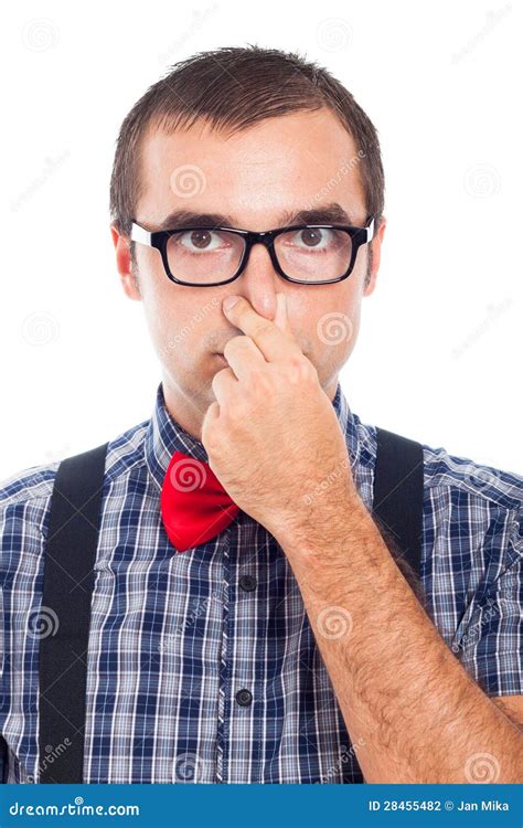Nerd Man Holding Nose Stock Photo Image Of Businessman 28455482