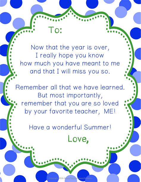 End Of Year Letter To Students 5 Color Options For End Of Year Poem