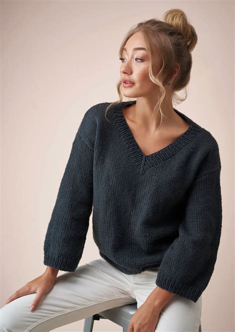 V Neck Sweater Womens Knitting Pattern Rowan