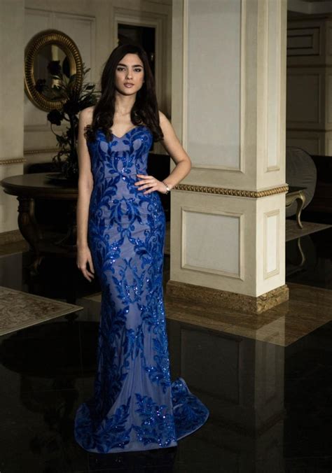 Royal Blue Evening Gown With Flowers Long Romantic Dress Long Evening
