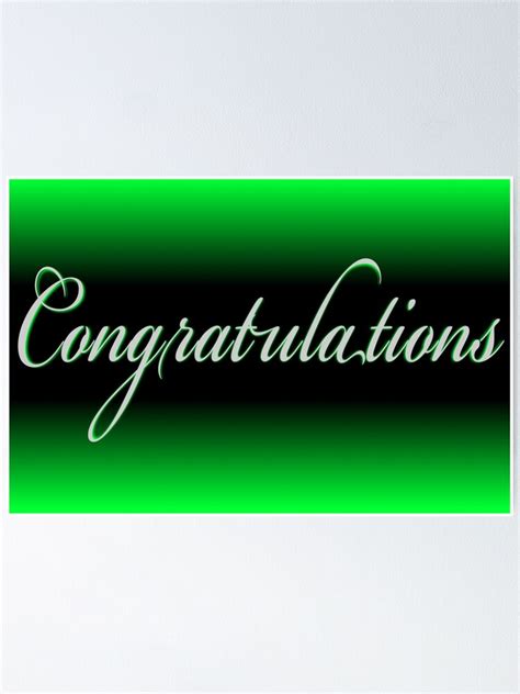 Classy Black Neon Green Congratulations Card Poster By