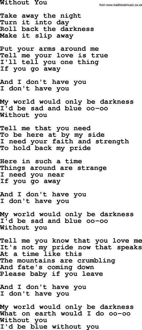 Without You By The Byrds Lyrics With Pdf