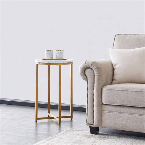 Sofa Side Table Round End Side Table With Metal Legs Modern Simple