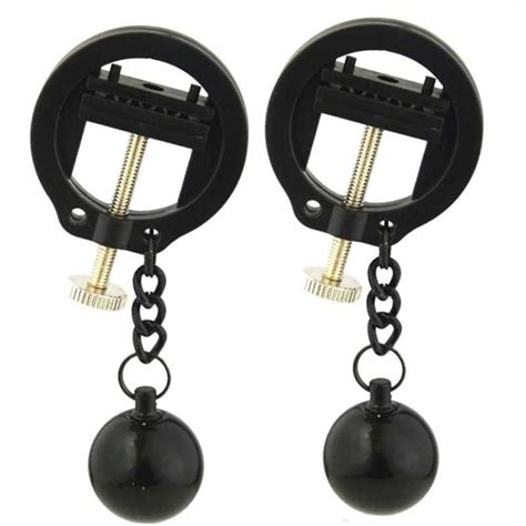 Spartacus Adjustable Broad Tip Nipple Clamps With Jewel Chain Breast Toys