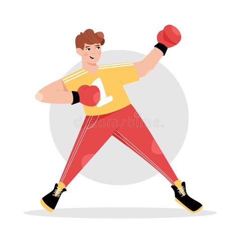 Young Man Training For Championship Competition Vector Cartoon