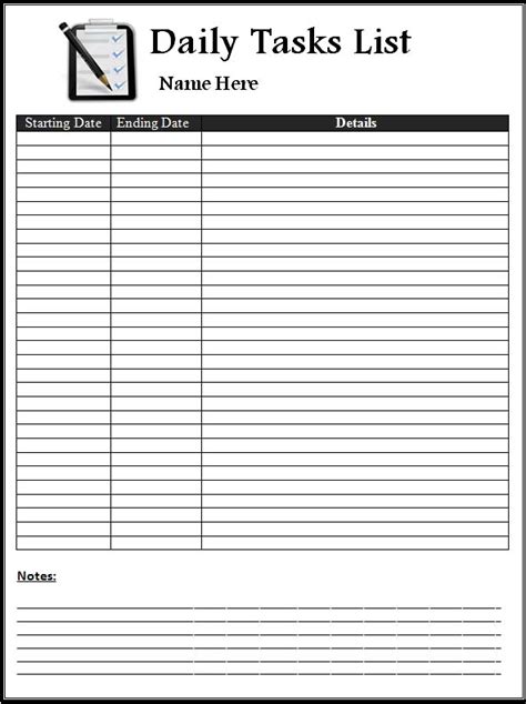 Daily Task List Template Png With Images My Xxx Hot Girl
