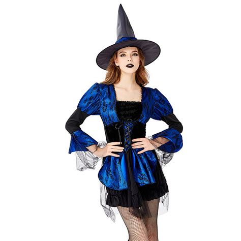 Sexy Gothic Witch Puff Sleeve Mini Dress Adult Halloween