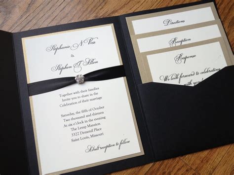 Glamorous Pocket Wedding Invitation In Eggplant And Gold Shimmer Paper