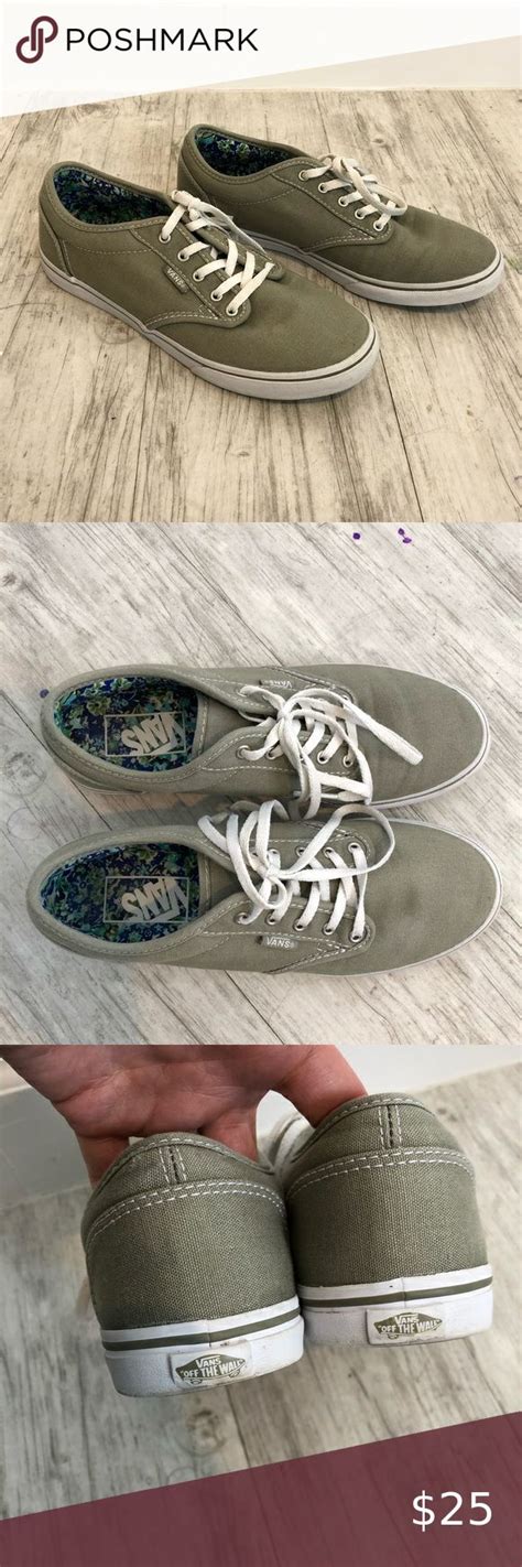 Lace Up Vans Size 7 Army Olive Green EUC In 2020 With Images Vans