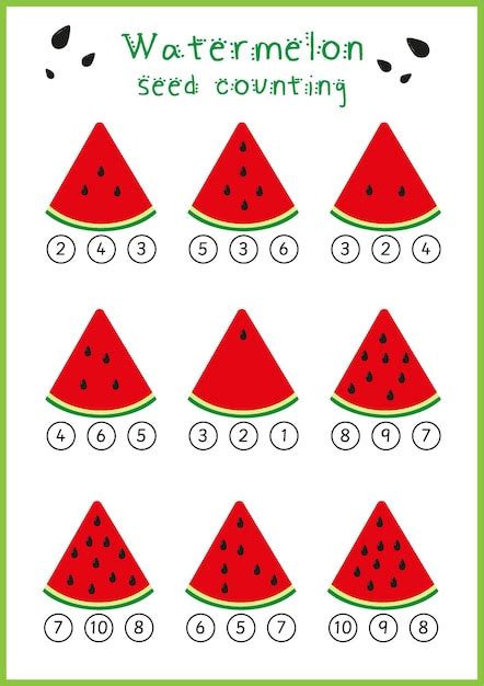 Premium Vector Counting Activity For Kids Watermelon Seed Counting
