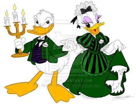 Donald And Daisy Dressed In Haunted Mansion Style Disney Art