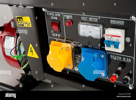 Electricity Generator Control Panel With Sockets Volt Meter Switches