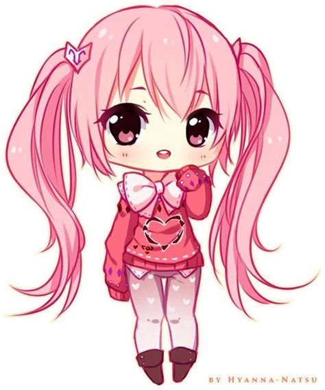 Love Her Hair And Eyes Pink Art Anime Chibi Kawaii ڿڰۣ Anime