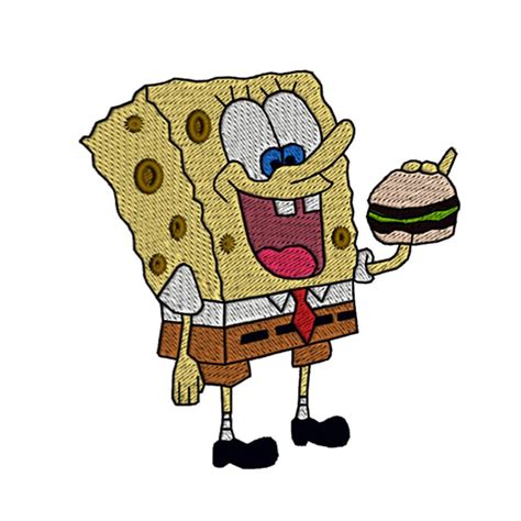 Spongebob Eating Hamburger Classic Characters Retro Cartoon Etsy