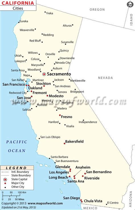 Map Of Major Cities Of California Maps In 2019 California Map