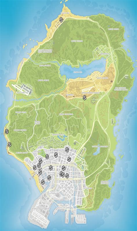 All 19 Bank Locations In Gta 5 Map And Guide 🌇 Gta Xtreme Mapa Gta 5