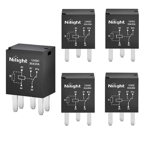 Nilight Spst Multi Purpose Relay 12v 5 Prong Fuel Pump Relay 5pack 35a