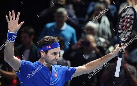 Switzerlands Roger Federer Celebrates His Two Editorial Stock Photo