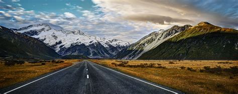Road To Mount Cook Gray Concrete Road Oceania New Zealand Newzealand