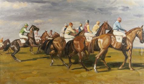School Of Alfred James Munnings Oil On Canvas Painting Of Race Horse