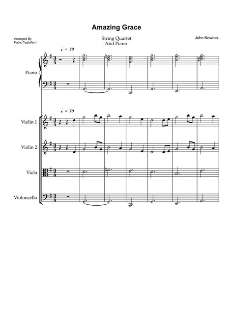 Amazing Grace String Quartet And Pianofull Score And Individual Parts