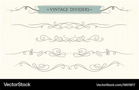 Hand Drawn Flourishes Vintage Divider Elements Vector Image