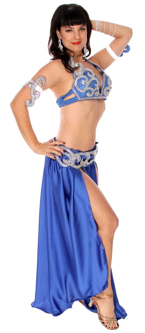 Professional Belly Dance Costume From Egypt In Royal Blue And Silver