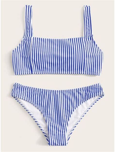 buy striped square neck bikini swimsuit online topofstyle