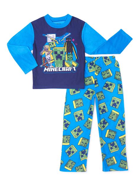 Minecraft Boys Super Soft Long Sleeve Top Long Pants Piece Pajama Set Sizes Walmart Com