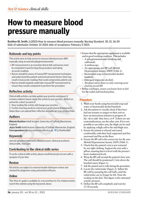 Pdf How To Measure Blood Pressure Manually